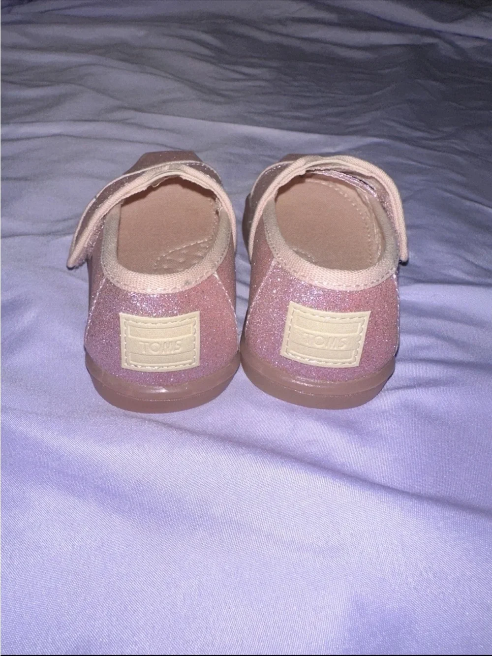 TOMS Kids Glitter Slip-On Moccasins in Rose